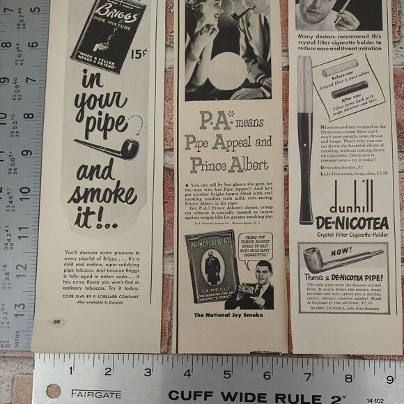 1950 Pipe Smoking Tobacciana Mixed Lot of 3 Original Vtg PRINT ADs Ephemera - Picture 9 of 9